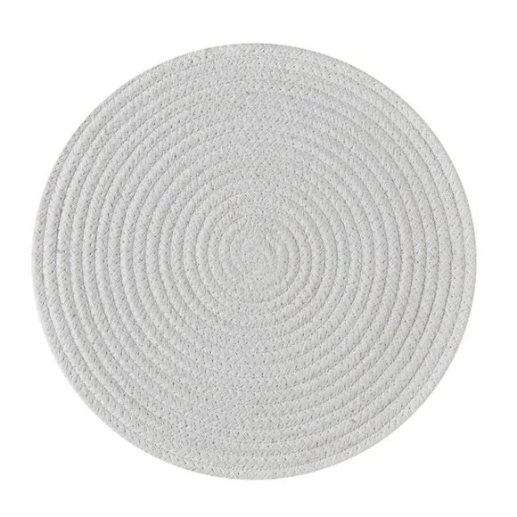 Cotton Round placemat plain, 12x12, white, pack of 2 - Picture 2 of 4